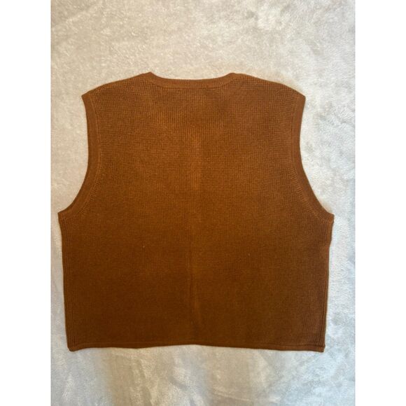 Como Boca 100% Cashmere Sweater Vest Brown Button Knit Tank Top M Quiet Luxury - Picture 4 of 5